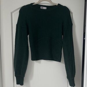 SO Forest Green Ribbed Cropped Crew Sweater